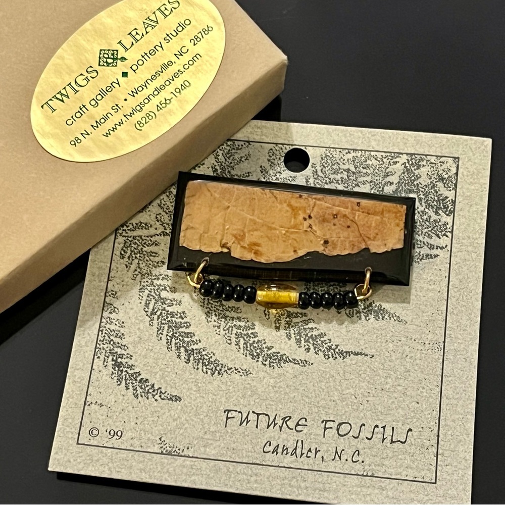 Future Fossil Dogwood Leaf Beaded Enamel Brooch